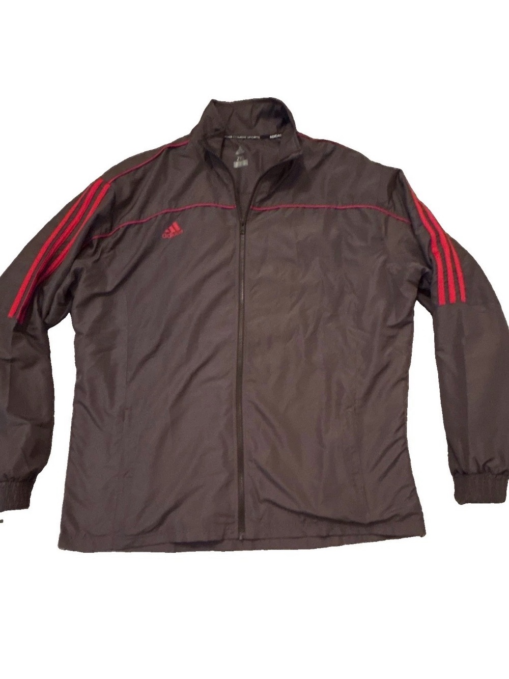 Adidas Combat Sports Men’s Full Zip Gray Track Jacket Red Stripes Mesh Lined